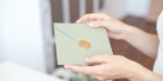 green gender-neutral wedding card envelope
