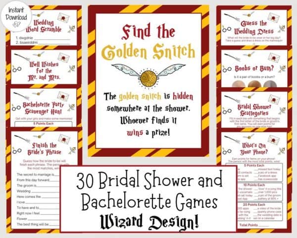 9 Best Printable Harry Potter Bridal Shower Games for 2021