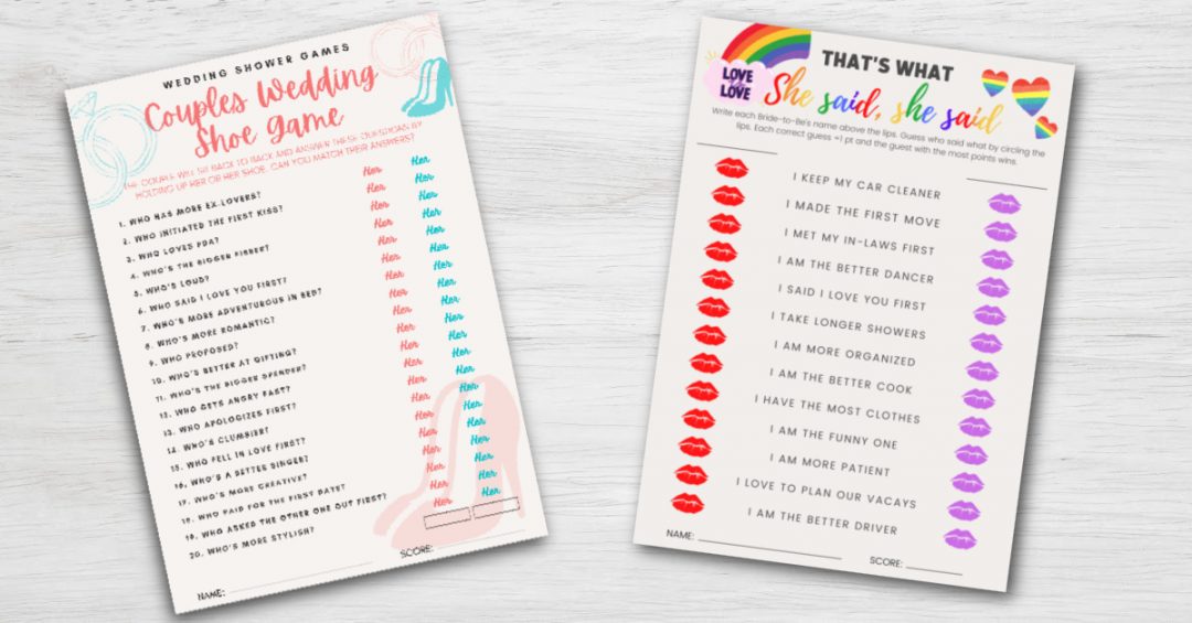 Virtual &amp; Printable LGBTQ Bridal Shower Game Bundle