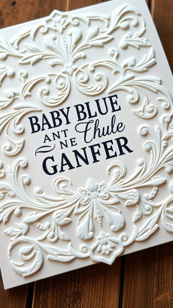Elegant baby blue bridal shower invitation with decorative elements
