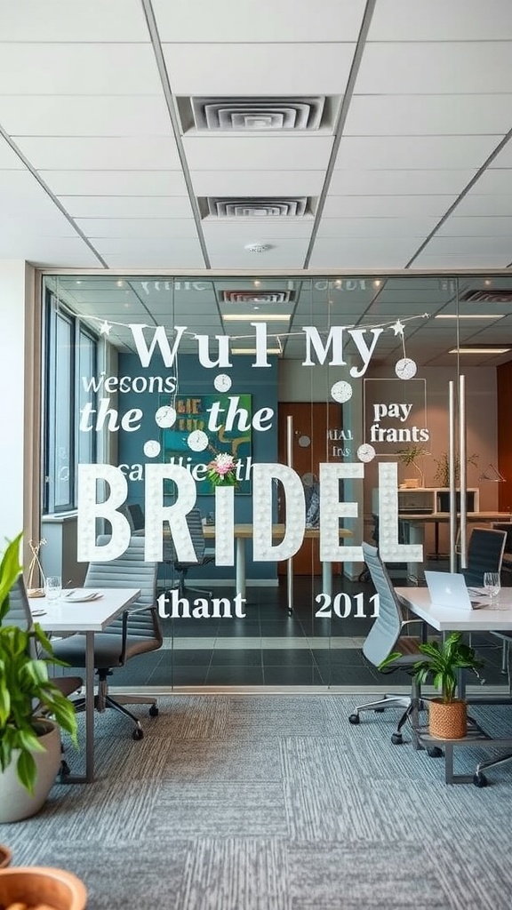 Office bridal shower decoration with personalized signage