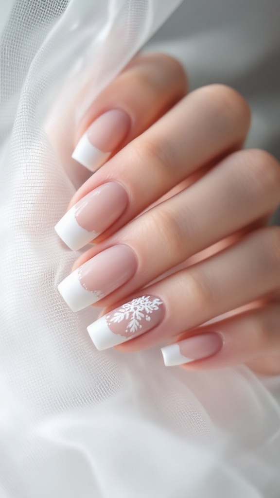 French tip wedding nails featuring lace designs.