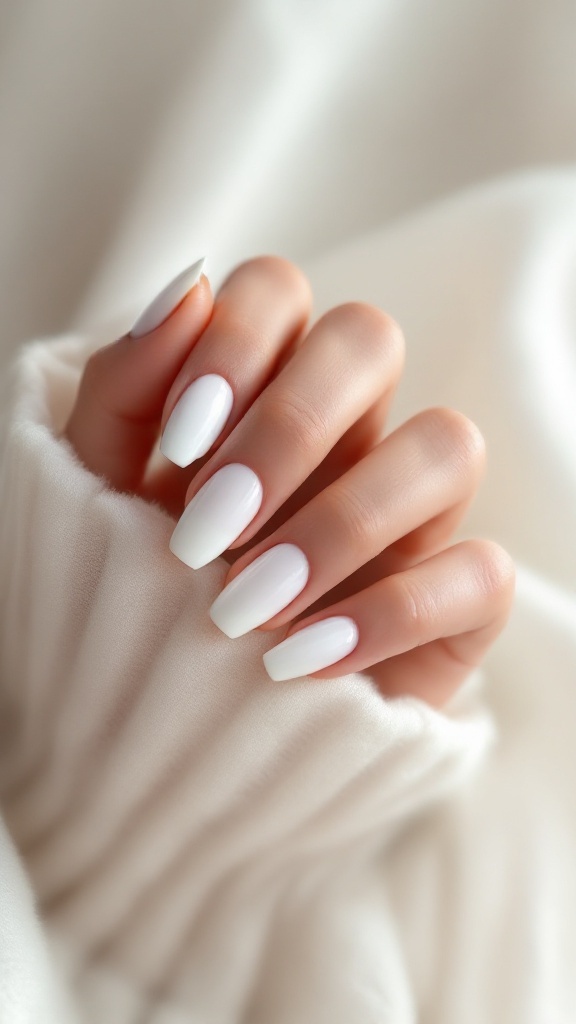 Close-up of manicured nails with classic white reverse tips