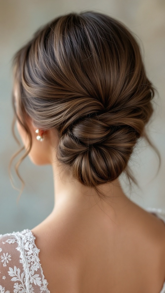 A half-up French twist hairstyle for short hair, showcasing elegance and style.