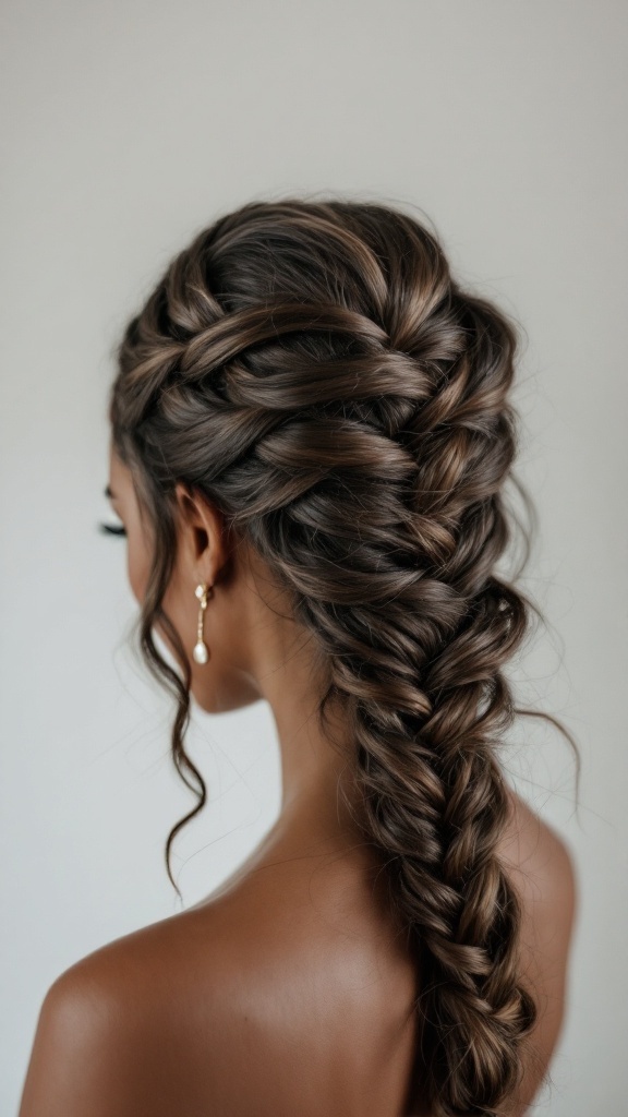 A close-up of a wrapped braid hairstyle showcasing intricate braiding techniques.
