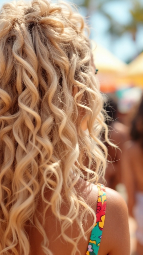 A woman with defined ringlets enjoying a sunny day outdoors.