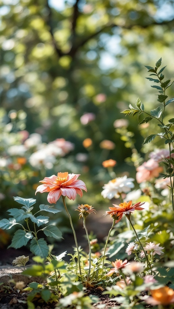A garden filled with colorful flowers, ideal for a small wedding setting.