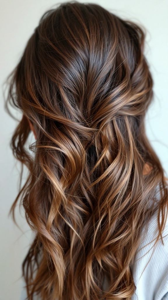 Long layered haircut with flipped ends