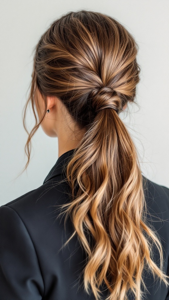 Half up half down ponytail hairstyle for professional setting