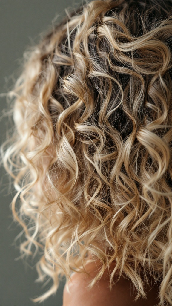 Curly hair with blonde highlights