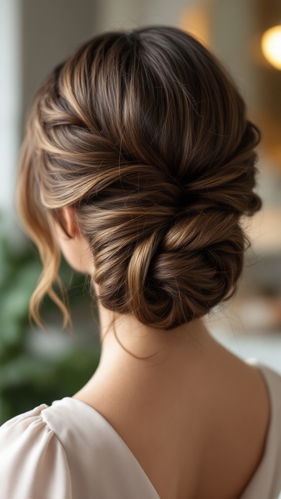 A stylish simple French twist hairstyle for medium hair
