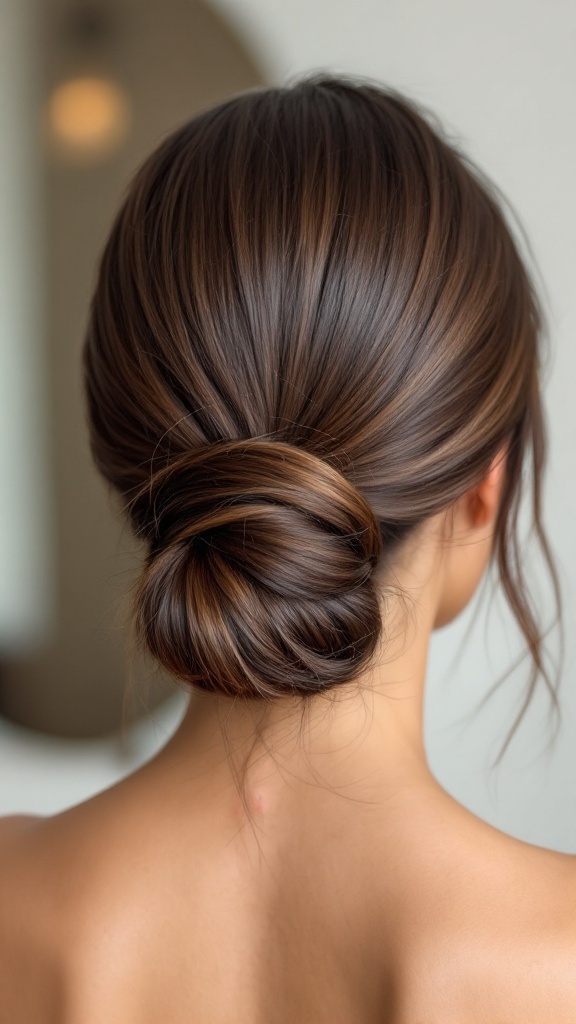 Sleek side bun hairstyle for medium hair