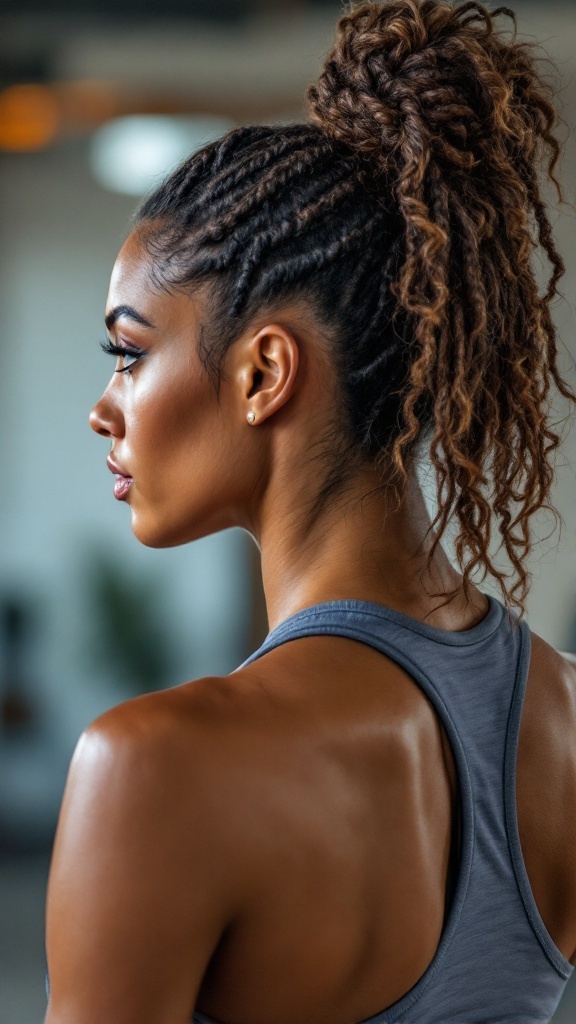 A person with space buns hairstyle, showcasing a sporty vibe.