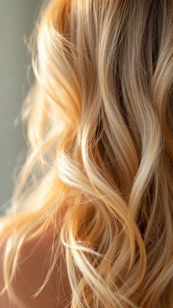 Wavy hair with sun-kissed honey blonde highlights