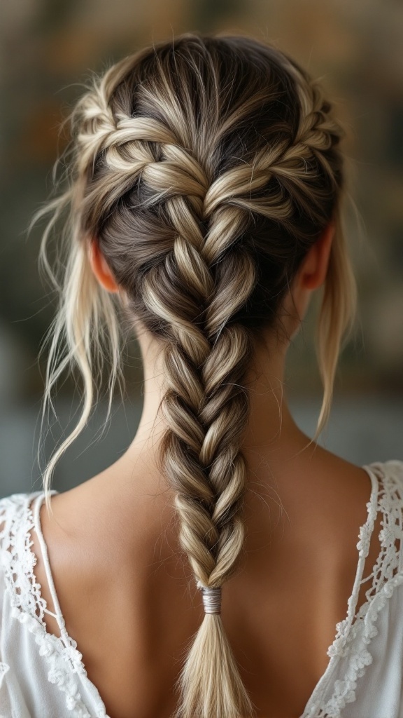 A person with a twisted halo braid hairstyle, perfect for volleyball.