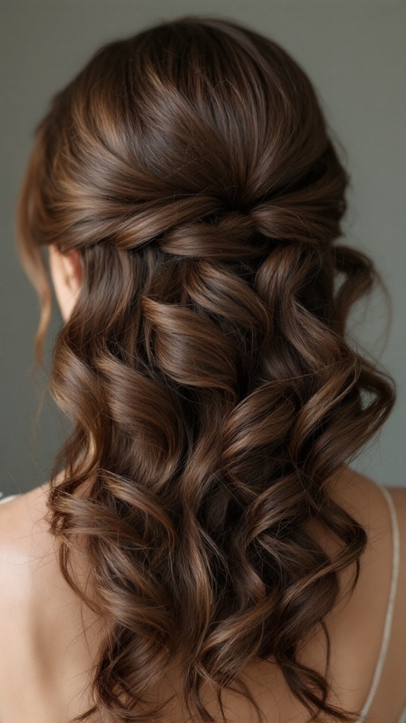 A back view of a hairstyle featuring vintage-inspired finger waves, showing soft curls and a sleek finish.