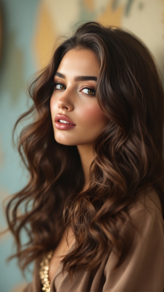 A woman with vintage waves and a side part hairstyle, showcasing soft curls framing her face.