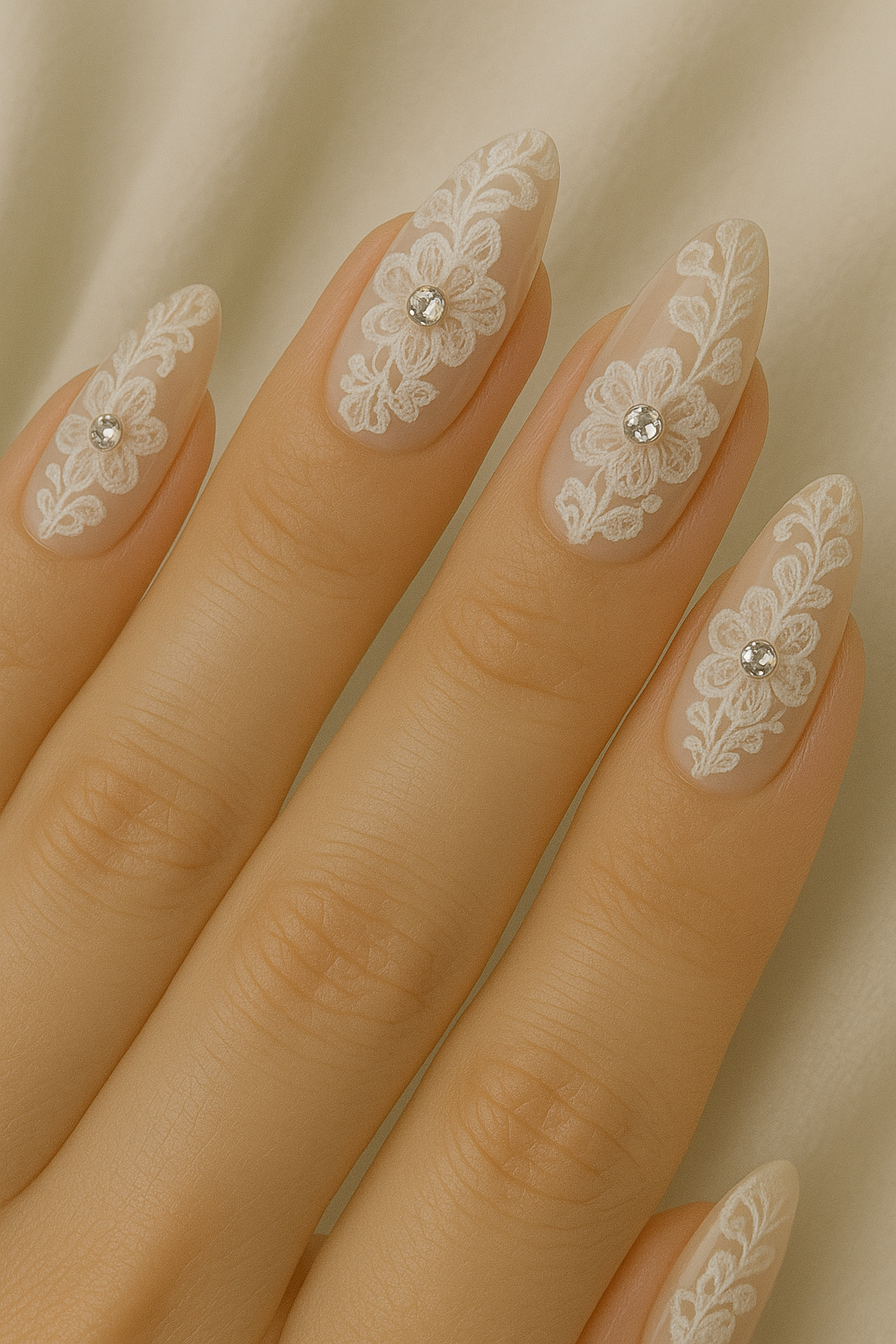 15 Lace Nail Designs That Echo Your Dress - and Elevate the Whole Bridal Look