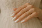 White and Gold Wedding Nail Designs