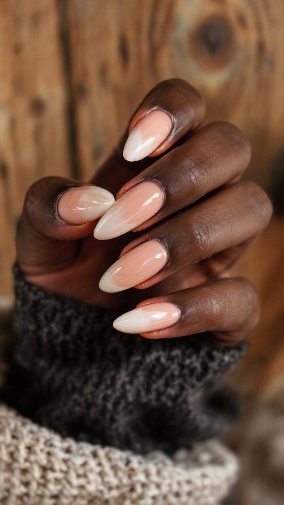 Nude almond-shaped wedding nails